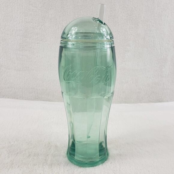 Coca Cola Aladdin Cold Cup Double Walled 16 oz. Green with Lid & Straw - Picture 1 of 10